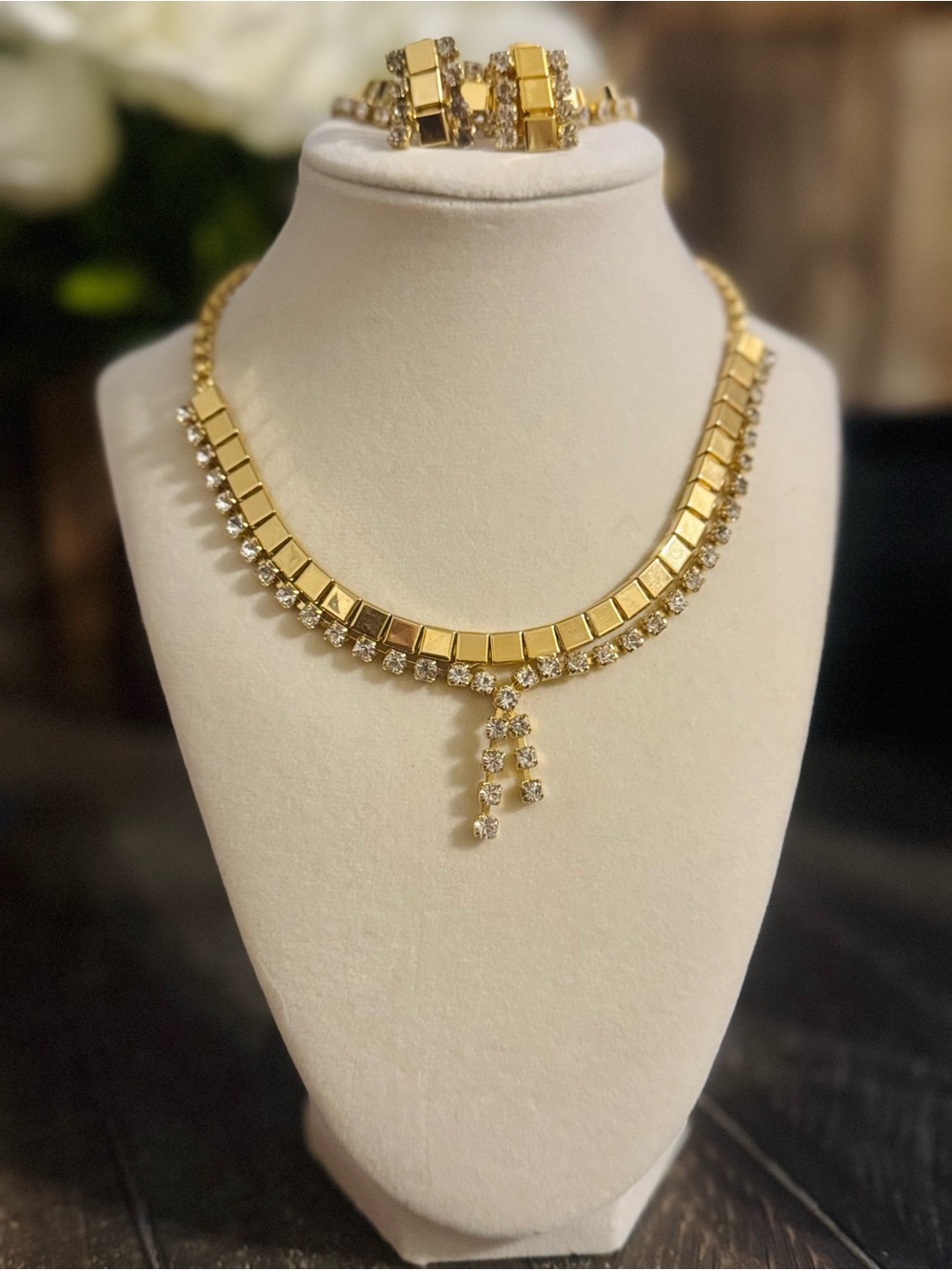 Sarah Coventry Gold-Tone Crystal Drop Necklace Set - Women's Statement Jewelry
